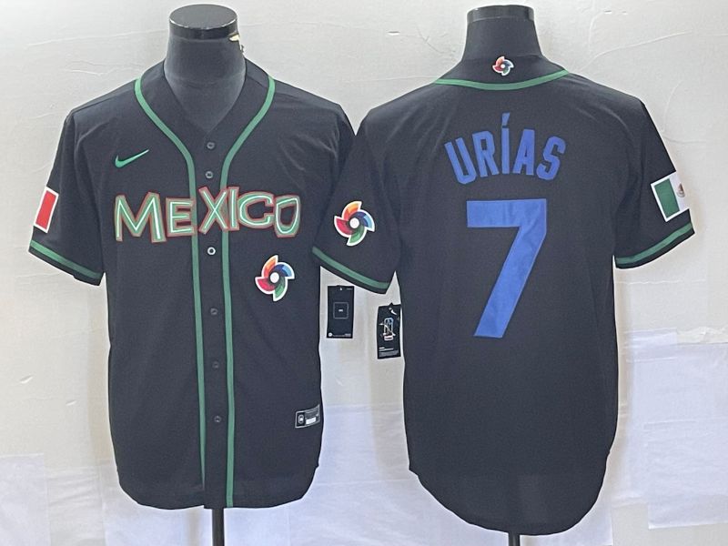 Men 2023 World Cub Mexico #7 Urias Black blue Nike MLB Jersey15